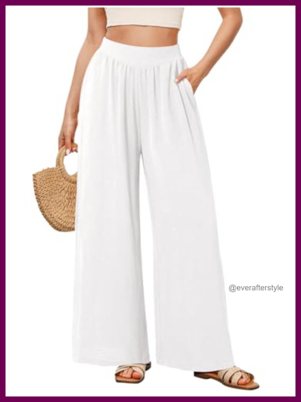 NIMIN Women Wide Leg Palazzo Pants Flowy High Waist Lounge Pant with Pockets